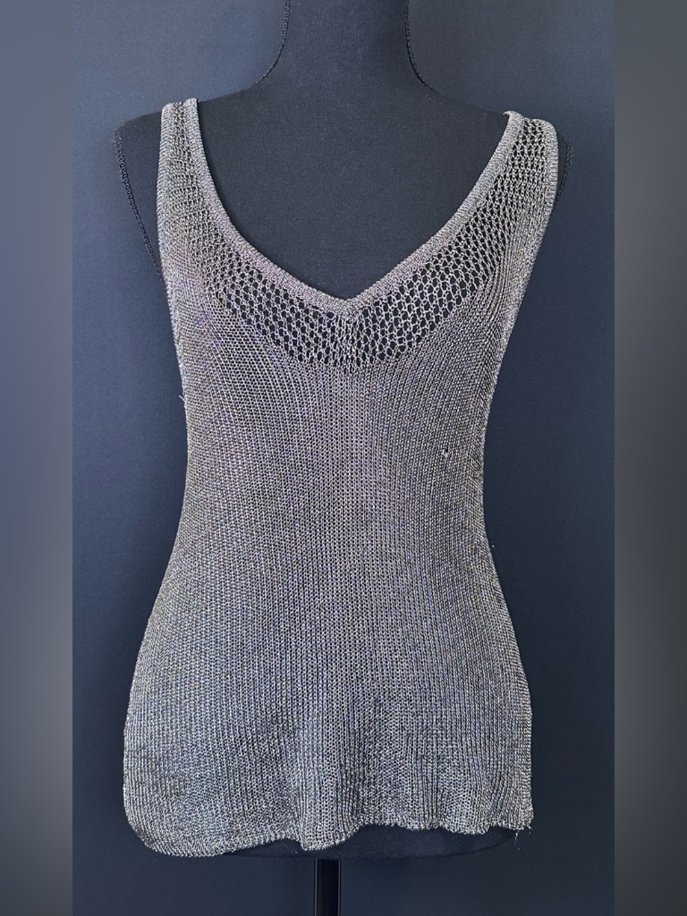 #208- Intimately free by Free People Metal Knit Tank Top - Silver